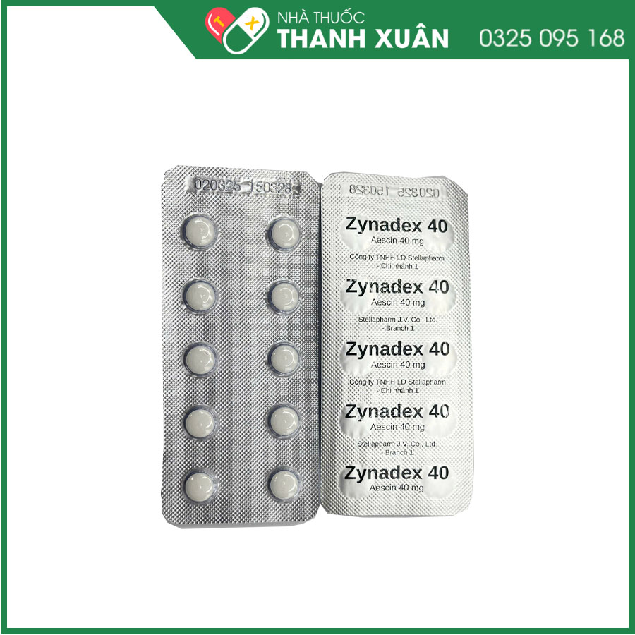 Zynadex 40 điều trị và phòng ngừa phù nề, suy giãn tĩnh mạch, trĩ, viêm tắc bạch huyết, chấn thương sau phẫu thuật